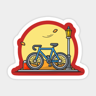 Bike in Park with Street Lamp Cartoon Vector Icon Illustration Sticker